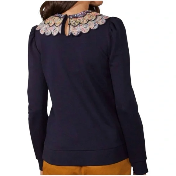 Boden Hattie Collar Sweatshirt Size 12 - Picture 2 of 12